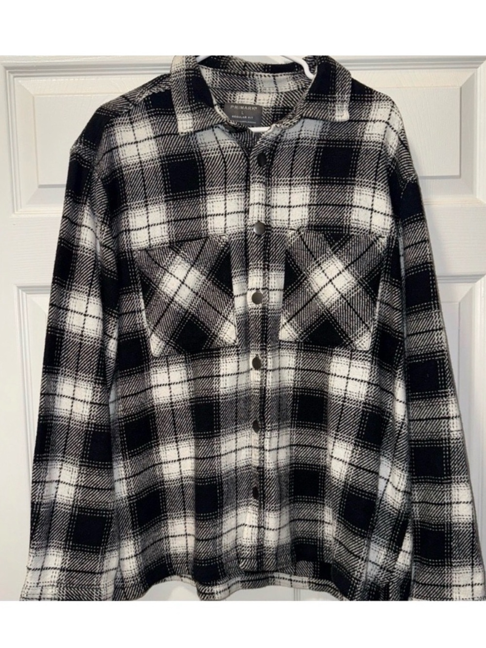 Primark Black and White Plaid Button-Down Shirt
